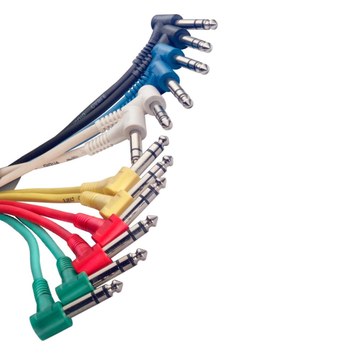Stagg SPC060LS E 6 x stereo patchkabel, jack/jack (m/m, haals model, aangegoten), 60 cm