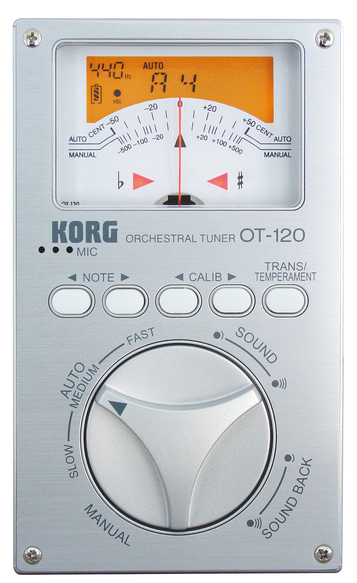 Korg Tuner, chromatic, OT-120, silver