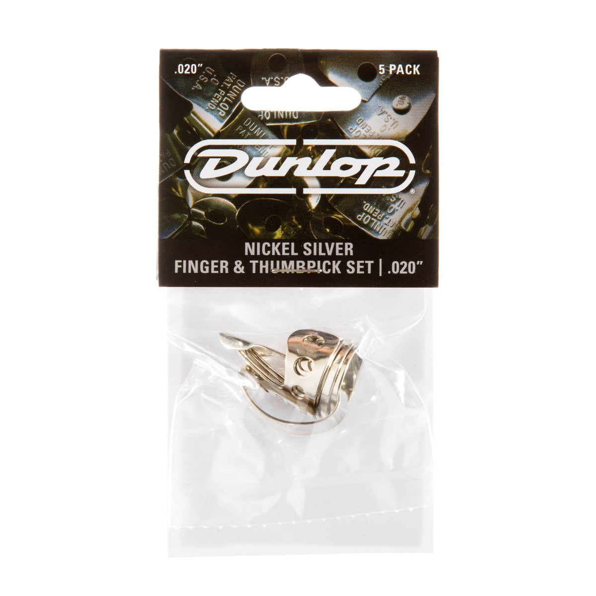 Dunlop Nickel Silver Finger & Thumbpick Set 0,020 inch – 5 stuks