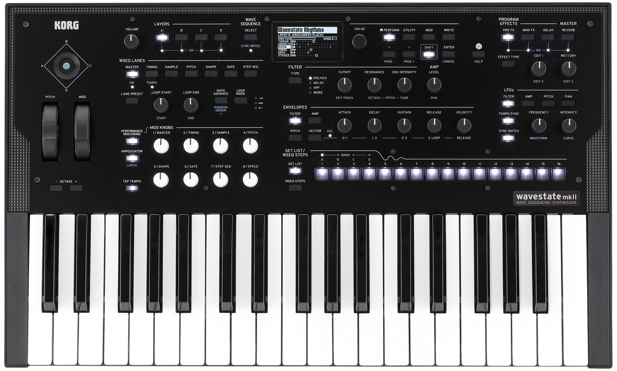 Korg Synthesizer, digital, wavestate Mk2, Wave Sequencing 2.0, 37 keys