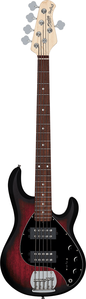 Sterling by Music Man SUB StingRay RAY5HH Ruby Red Burst Satin – 5-snarige basgitaar