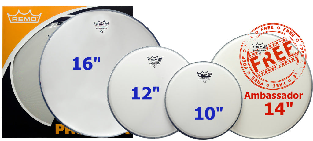 Remo - PP-1880-BE - Pro Pack (10", 12", 16" Emperor coated + free 14" Ambassador coated)