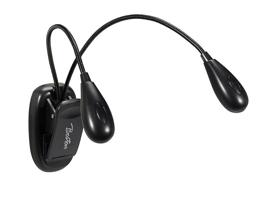 Boston - MSL-504 - Music Stand Dual Twin Led Lights, With Clamp Mount And Usb Power Cable, Black, 3xaaa 1.5v Included