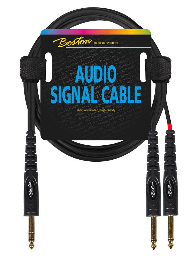 Boston - AC-232-300 - Audio Signal Cable, 2x 6.3mm Jack Mono To 6.3mm Jack Stereo, 3.00 Meter