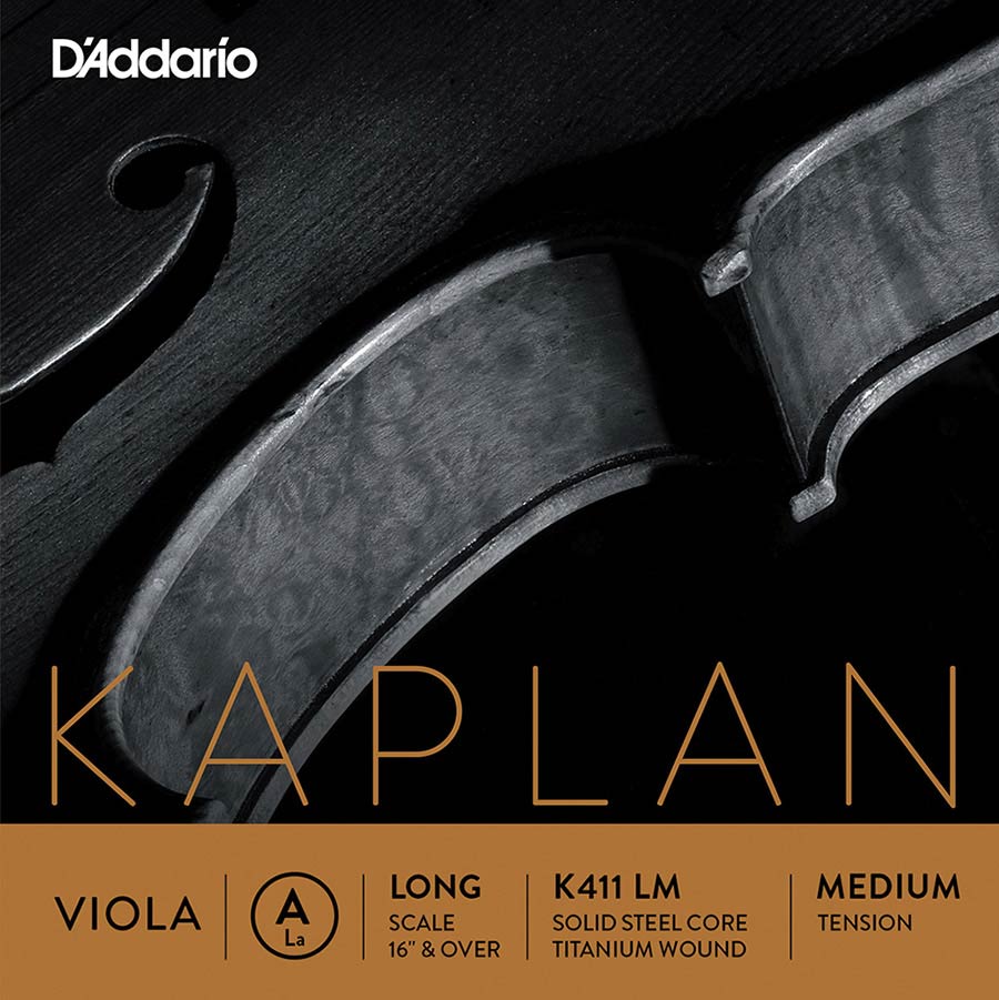 D'Addario KA411-LM Altvioolsnaar A-1 16" lang solid steel Titanium Omwonden Medium