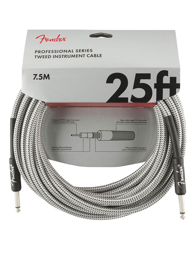 Fender - 990820072 - instrument cable – 25Ft, White