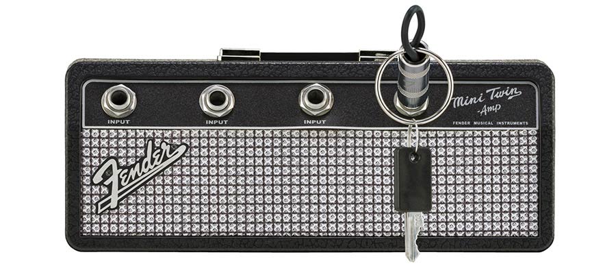Fender - 9190150300 - Jack Rack, Including 4 Fender Guitar Plug Keychains And Wall Mounting Kit