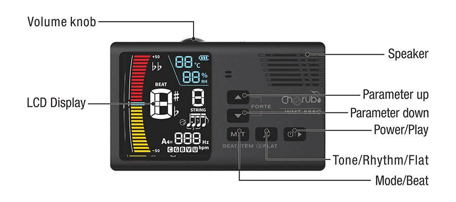 Cherub - WMT565C - Rechargeable Desktop 4-in-1 Tuner
