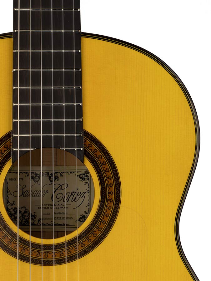 Salvador Cortez - Sevillana B/Y - Flamenco Guitar Blanca Amber