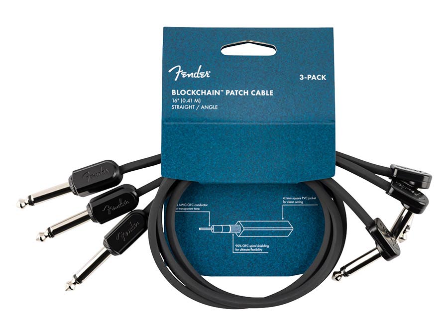 Fender - 990825013 - Blockchain 16" Patch Cable, 3-Pack, Straight/Angled