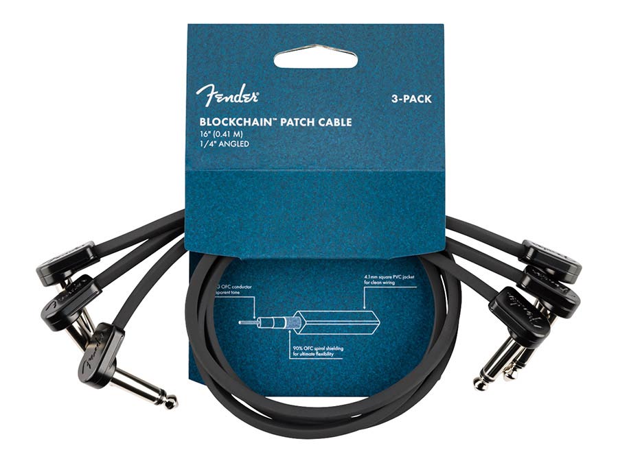 Fender - 990825011 - Blockchain 16" Patch Cable, 3-Pack, Angle/Angle