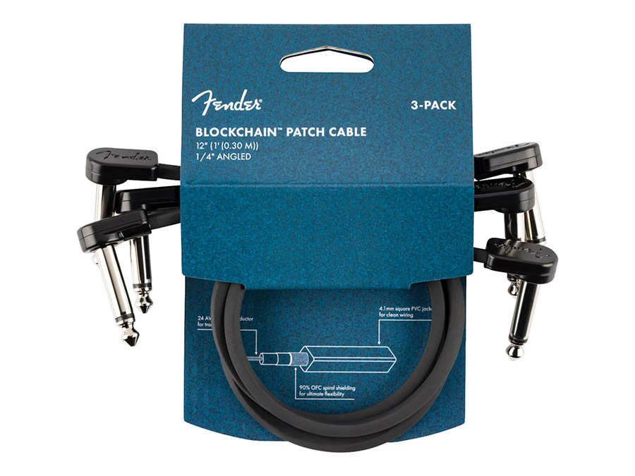 Fender - 990825010 - Blockchain 12" Patch Cable, 3-Pack, Angle/Angle