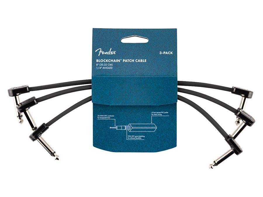 Fender - 990825009 - Blockchain 8" Patch Cable, 3-Pack, Angle/Angle