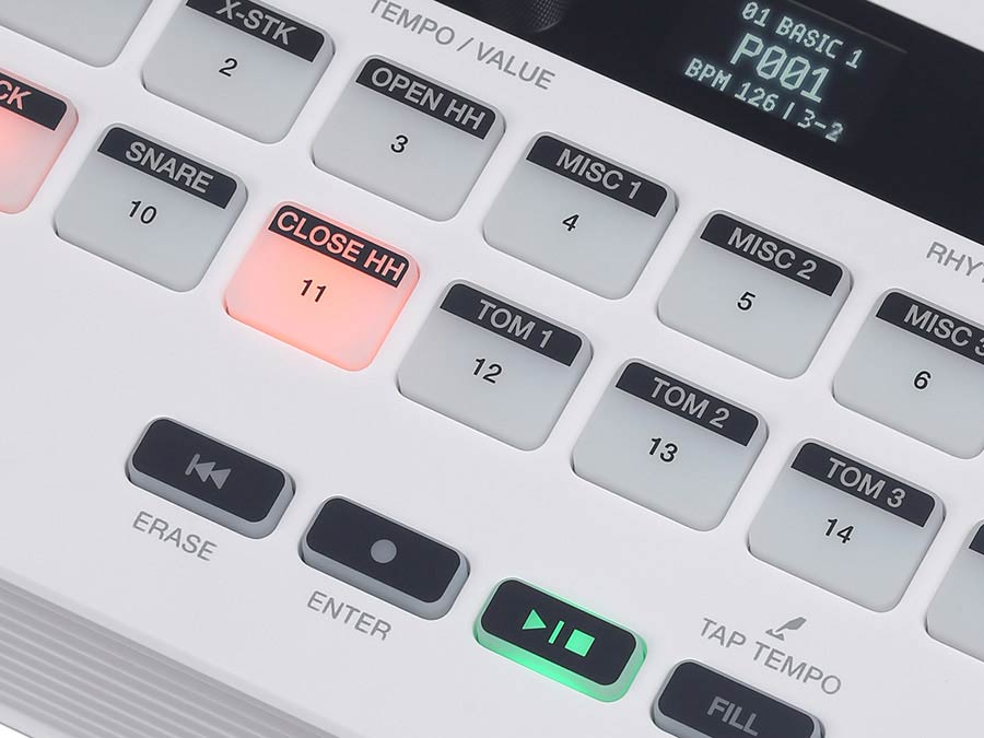 Medeli - MR101S - Rhythm Machine, 16 Touch Sensitive Pads, OLED Display, USB-C or battery powered