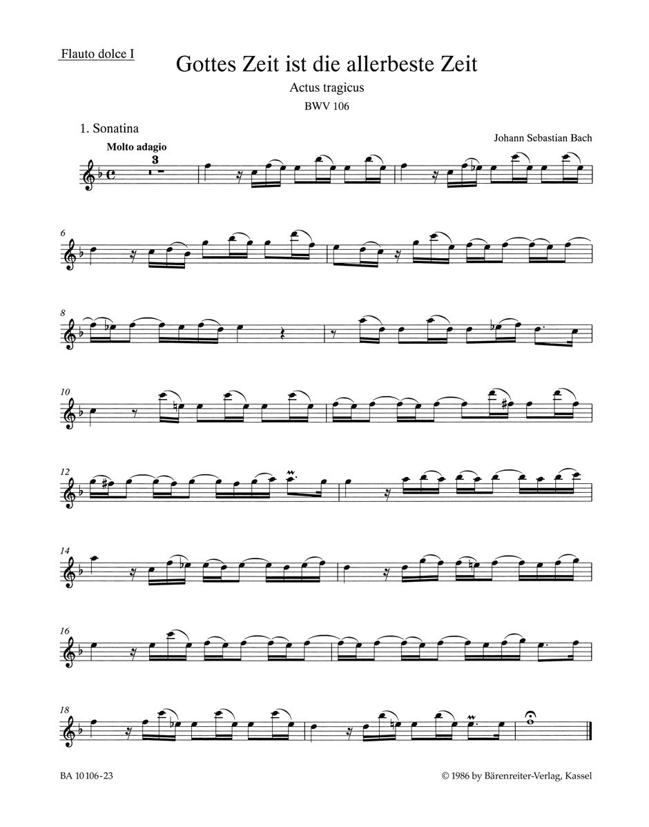 Bach: Kantate BWV 106 Gottes Zeit ist die allerbeste Zeit (Altblokfluit 1) afbeelding 2