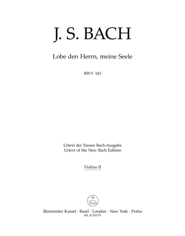 Bach: Kantate 143 Lobe den Herrn, meine Seele (Viool 2)