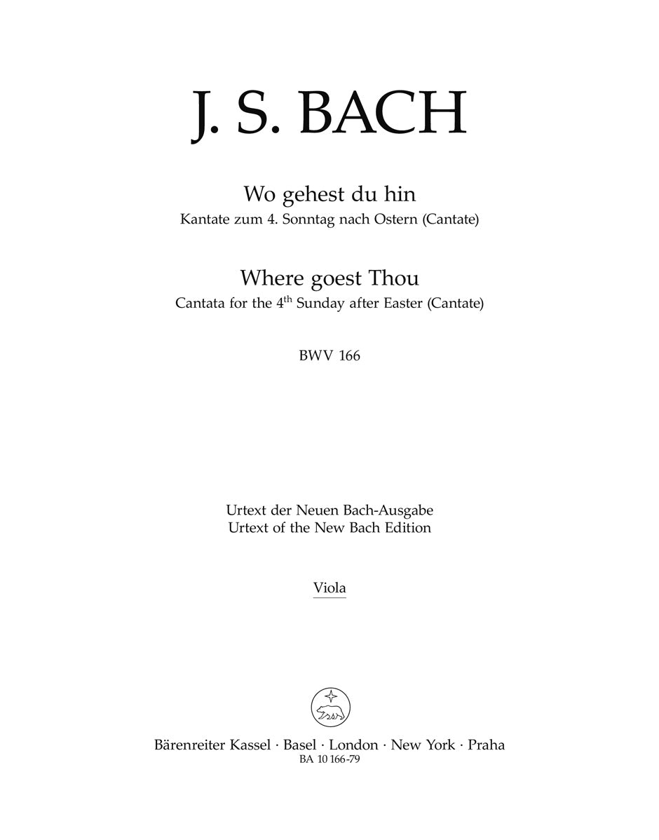 Bach: Kantate BWV 166 Wo gehest du hin? (Cello/Kontrabas/Basso-Continuo)