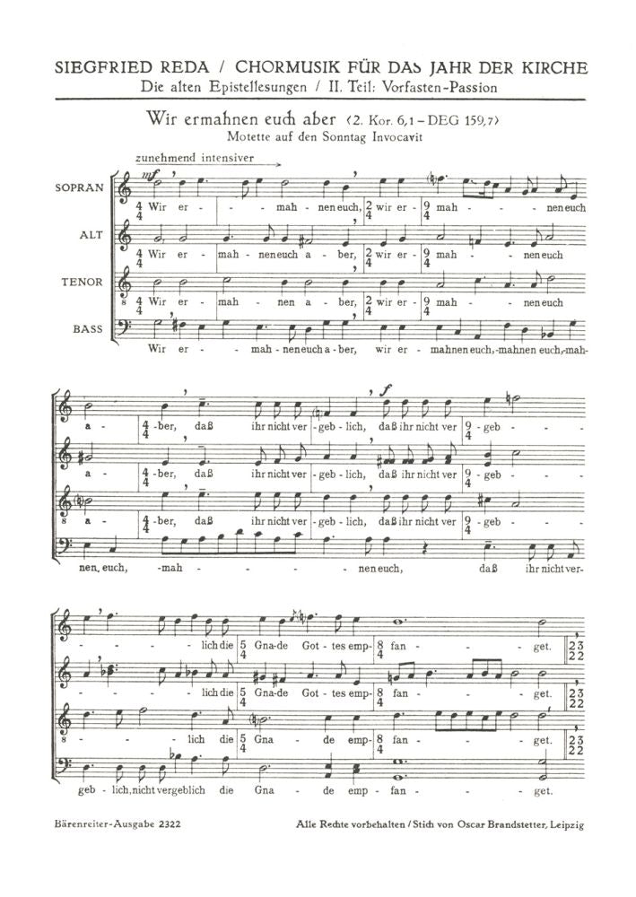 Reda: Wir ermahnen euch aber (SATB)