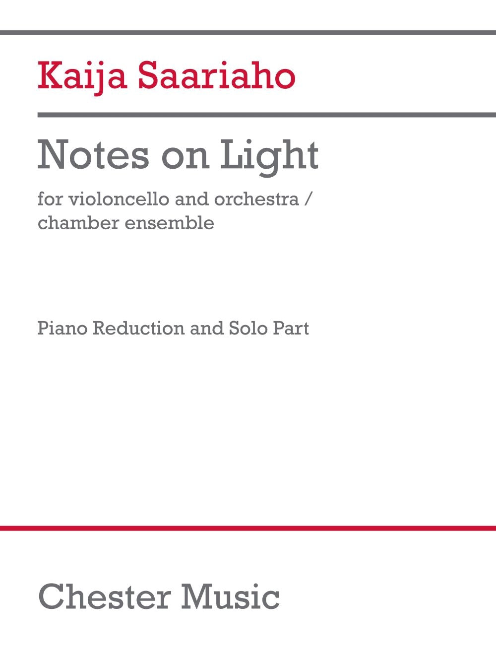 Saariaho: Notes on Light (Piano Reduction) (Cello en piano)