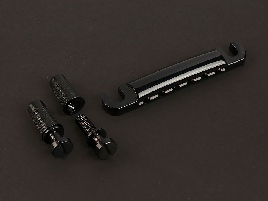 Boston T-70-AB LP-model gitaarstaartstuk aluminium met studs en ankers zwart