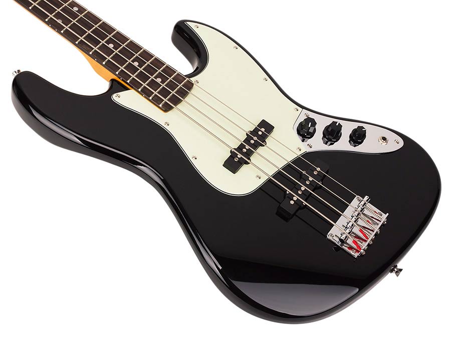 SX SJB62 J-Style Electric Bass Guitar with Gig Bag - Black