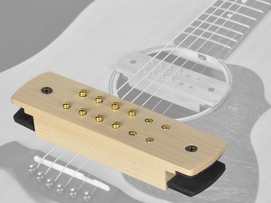 Boston SHP-210-EPJ soundhole pickup, humbucker with adjustable poles and endpin jack, with solid maple cover