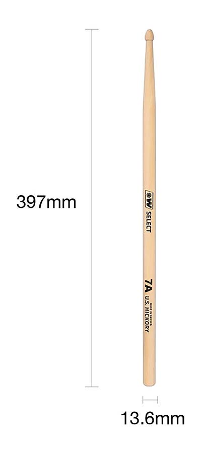 Wincent W-DB7A 7A Second Choice Hickory Drumsticks – 395 x 13.6 mm