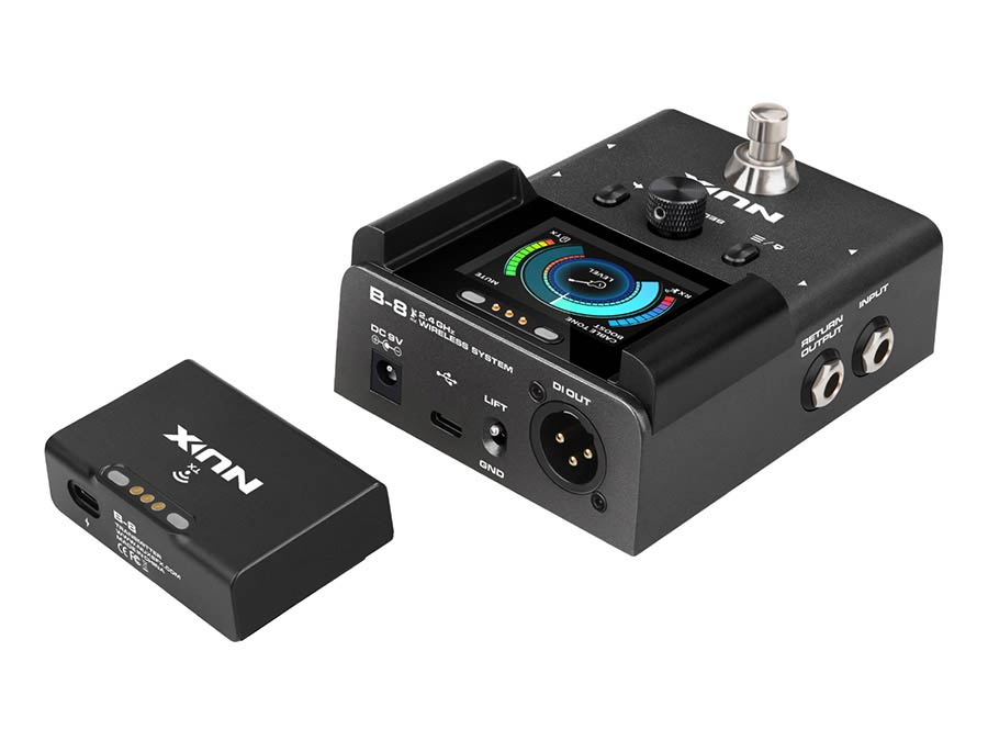 NUX B-8 professional 2.4 GHz wireless guitar system with DI, tuner and boost