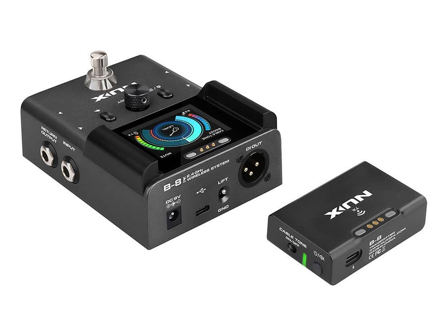 NUX B-8 professional 2.4 GHz wireless guitar system with DI, tuner and boost