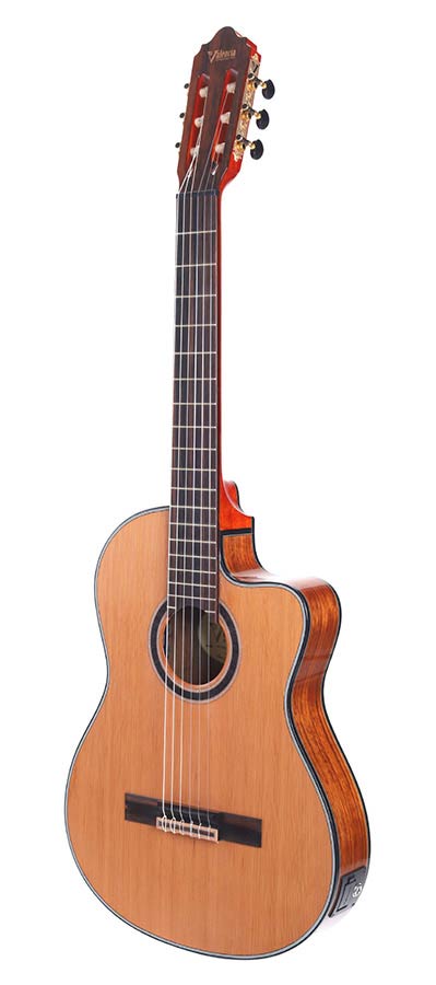 slim body classical guitar 4/4, solid red cedar top, mahogany sides and back, Fishman pickup, ta