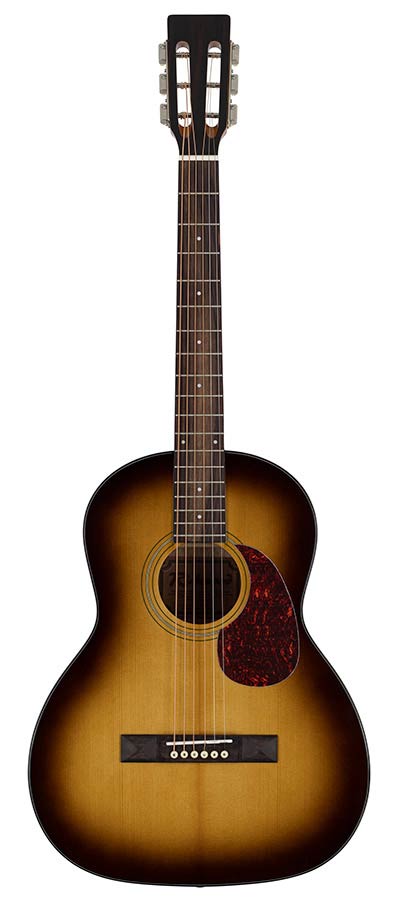 Richwood HSP-40-SB Heritage Series parlor guitar with solid spruce top, edge sunburst
