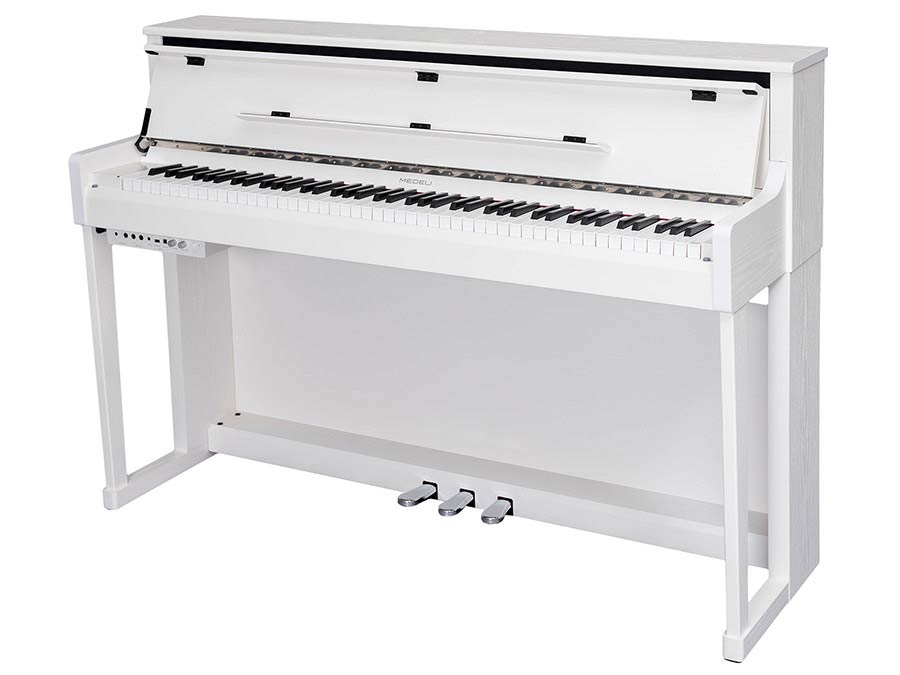 Medeli UP605/WH digital piano with wooden G3PW keyboard – white satin