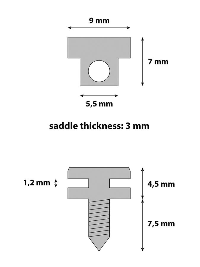 bridge saddles, metal, nickel, LP-model, with spring and screw, 6-pack