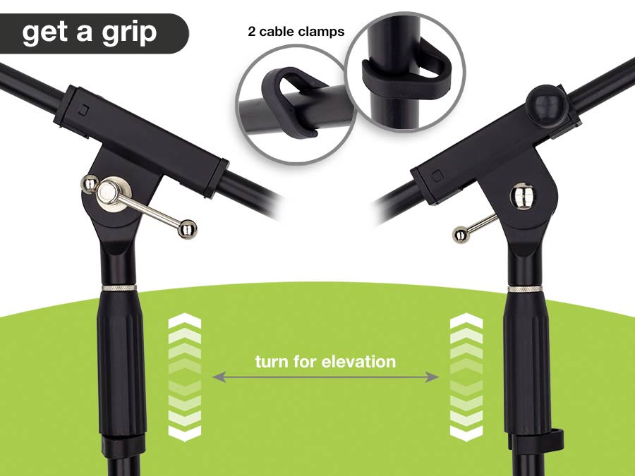 microphone stand with boom max height 165cm, black