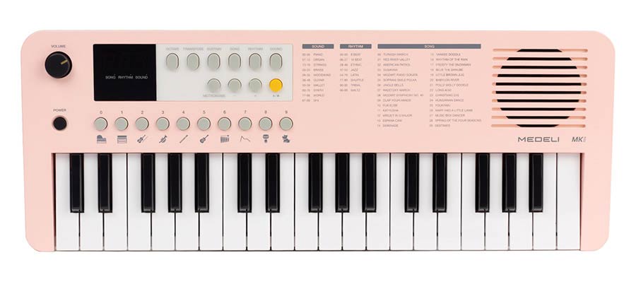 keyboard, 37 mini-size keys, with USB-C cable for power supply, 1 x 2 W - pink