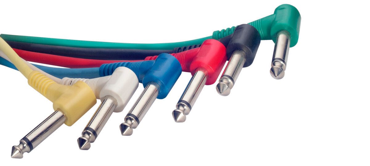 Stagg SPC060L E 6 x mono patchkabels jack/jack (m/m; haaks model), 60 cm, met aangegoten kunststof pluggen