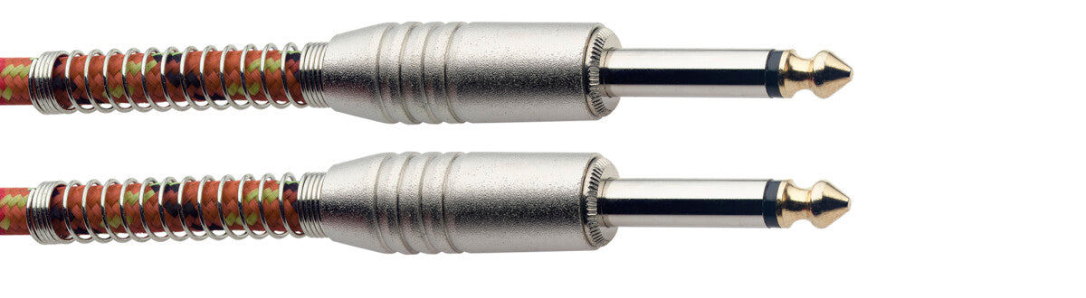 Stagg SGC6VT OR instrumentkabel jack/jack (m/m), 6 m, oranje, vintage-style tweed, S-serie