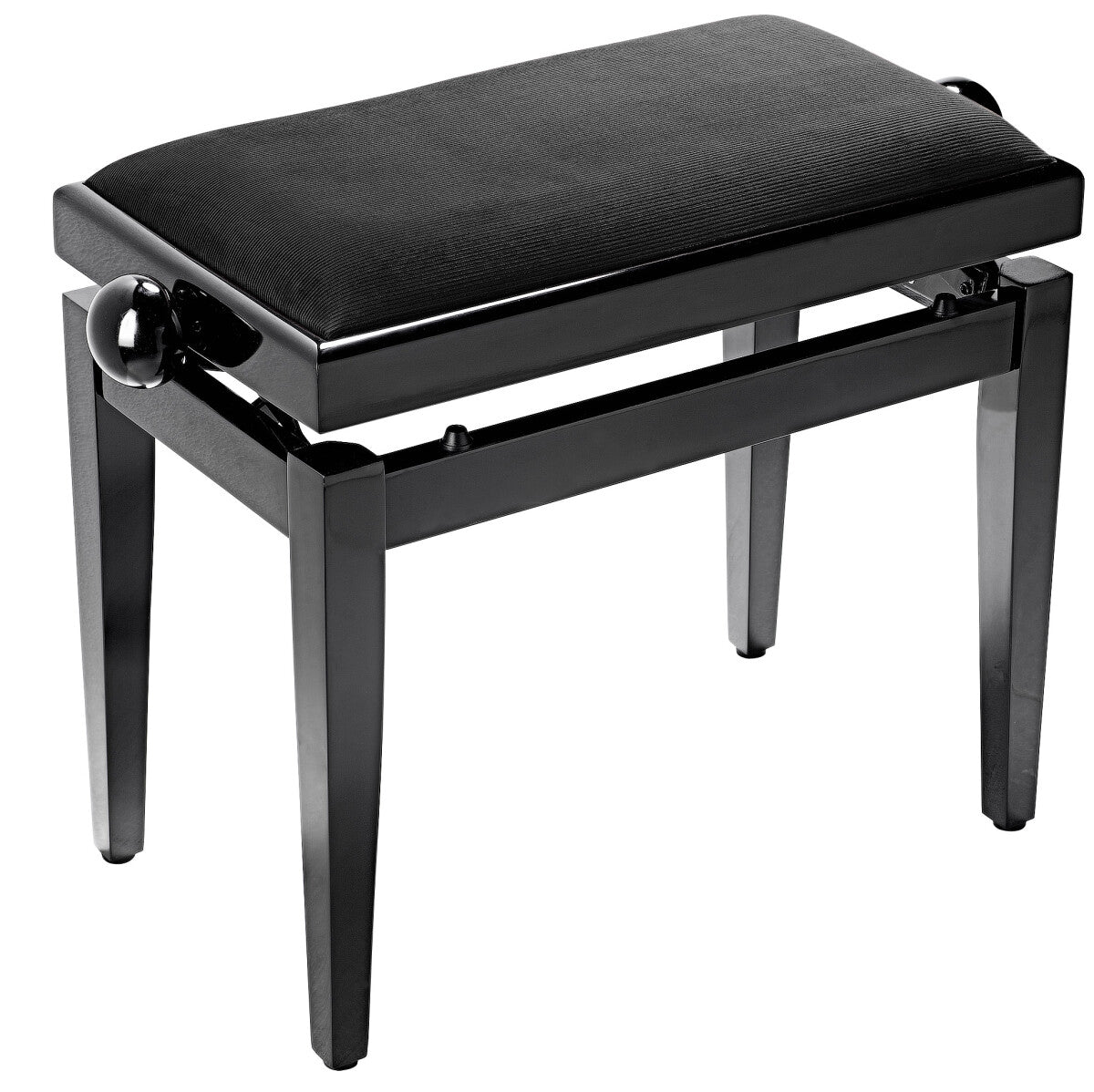 Stagg PB05 verstelbare pianobank hoogglans zwart met zwarte velours zitting