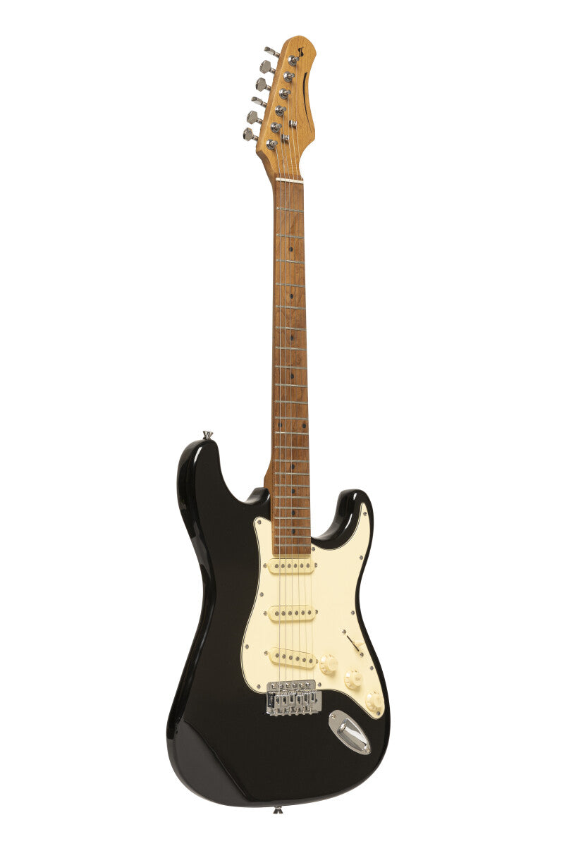 Stagg SES-55 BLK S-style elektrische gitaar Glanzend zwart