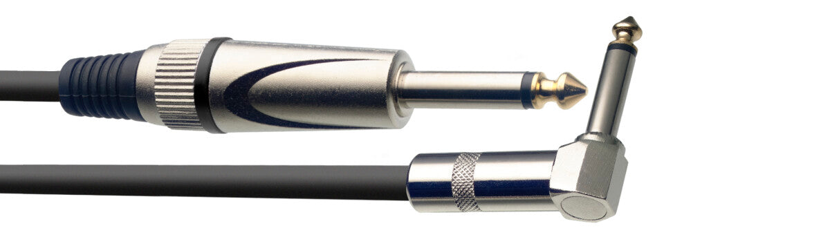Stagg SGC6PL DL instrumentkabel jack/jack (m/m, recht/haaks), 6 m, heavy-duty pluggen, S-serie