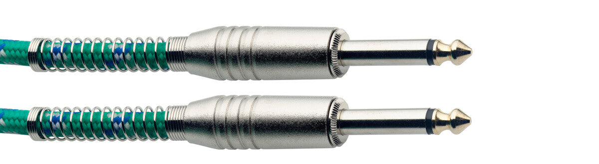 Stagg SGC6VT GR instrumentkabel jack/jack (m/m), 6 m, groen, vintage-style tweed, S-serie