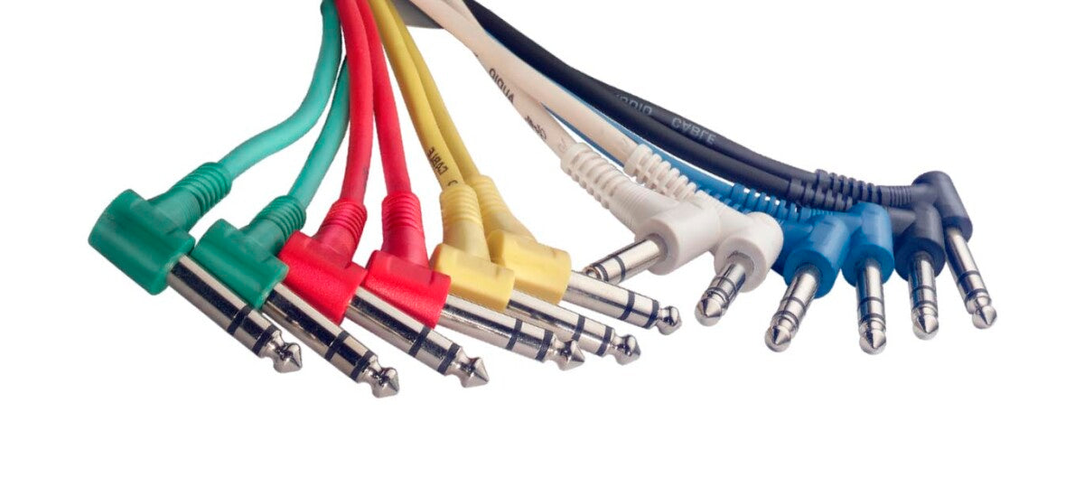 Stagg SPC060LS E 6 x stereo patchkabel, jack/jack (m/m, haals model, aangegoten), 60 cm