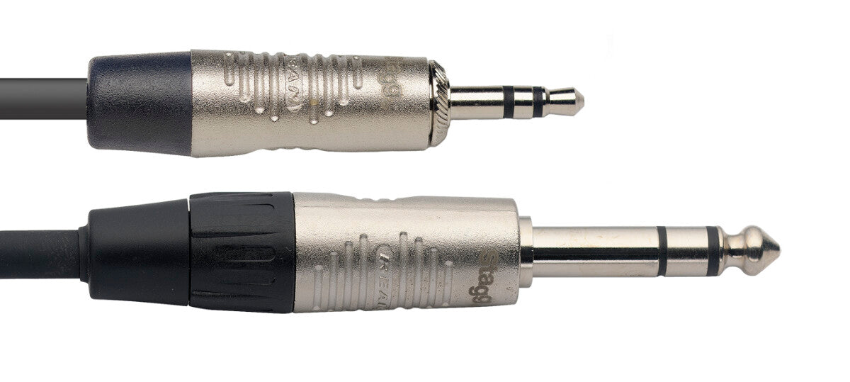 Stagg NAC3MPSPSR n-Serie audiokabel, mini-jack/jack (m/m), stereo, 3 m