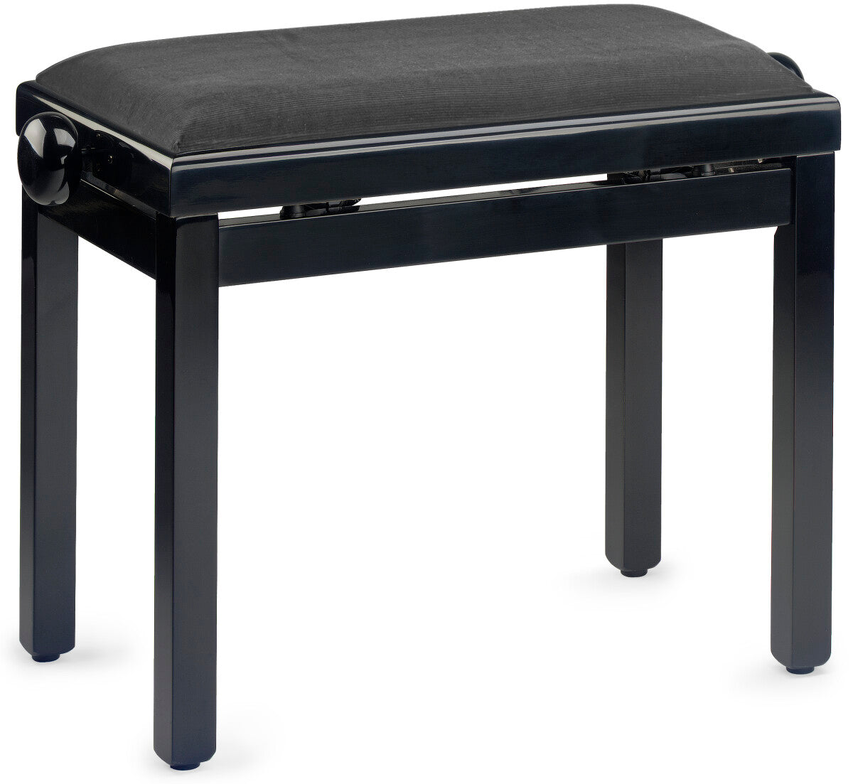 Stagg PB39 verstelbare pianobank hoogglans zwart met zwarte velours zitting
