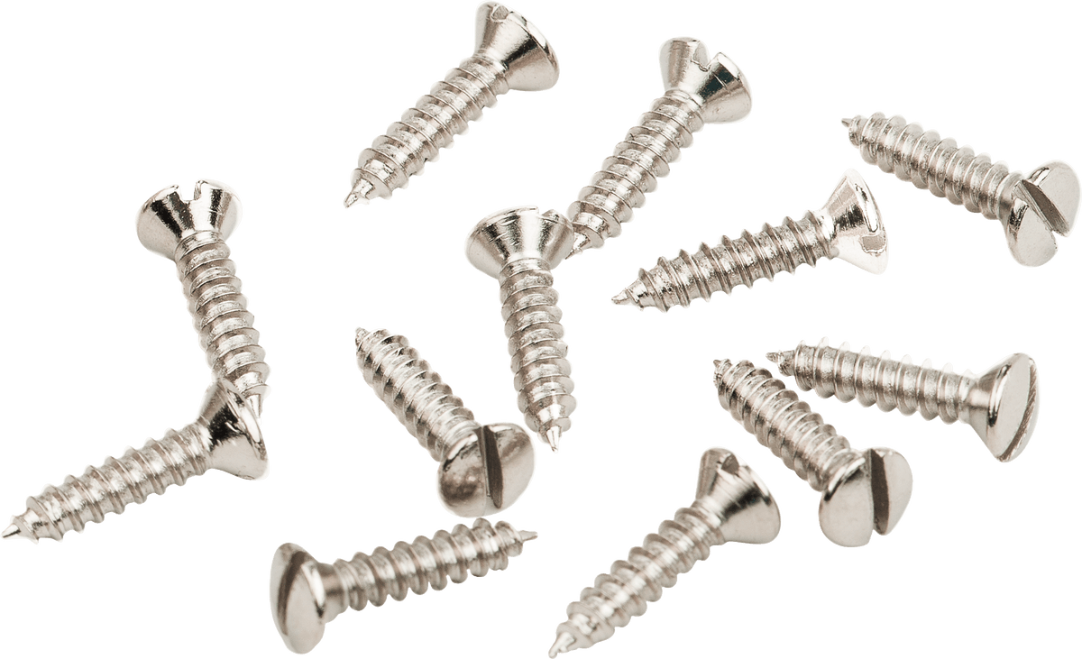 Fender 0018368049 '50s Telecaster Slagplaat/Controlplaat Montageschroeven Nikkel #4 x 1/2 Inch Sleuf Set van 12