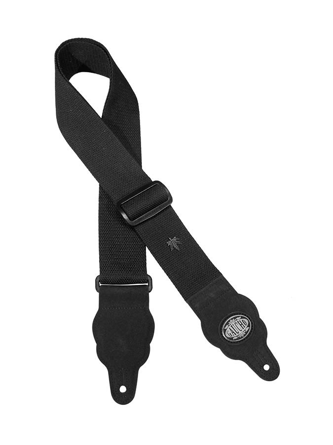 Gaucho GST-100-BK Grass Series Gitaarband hennep, zwart, met zwarte suède eindstukken