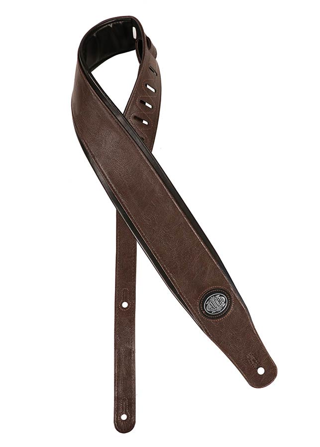 Gaucho GST-310-DBR Padded Series Gitaarband donkerbruin, gevoerde zwarte achterzijde