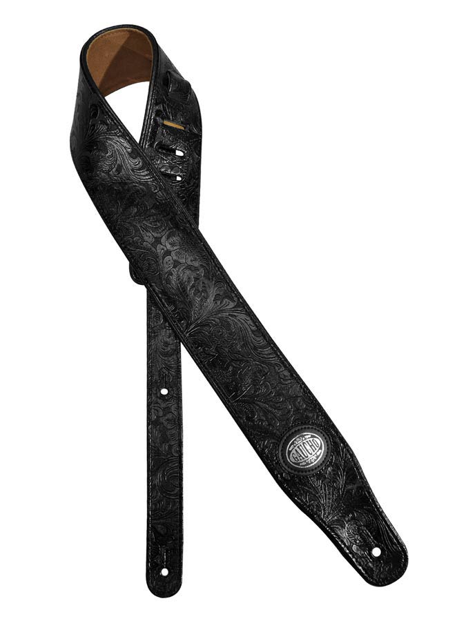 Gaucho GST-312-BK Padded Series Gitaarband zwart imprint, gevoerde bruine achterzijde