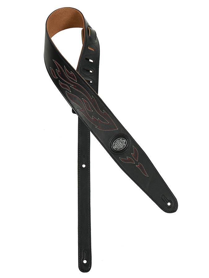 Gaucho GST-550-BK Silhouet Series Gitaarband zwart, met geborduurde vlammen