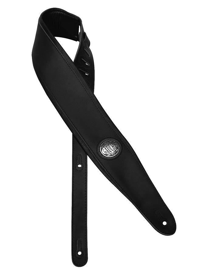 Gaucho GST-600-BK Padded Deluxe Series Gitaarband zwart kunstleer, gevoerde zwarte achterzijde
